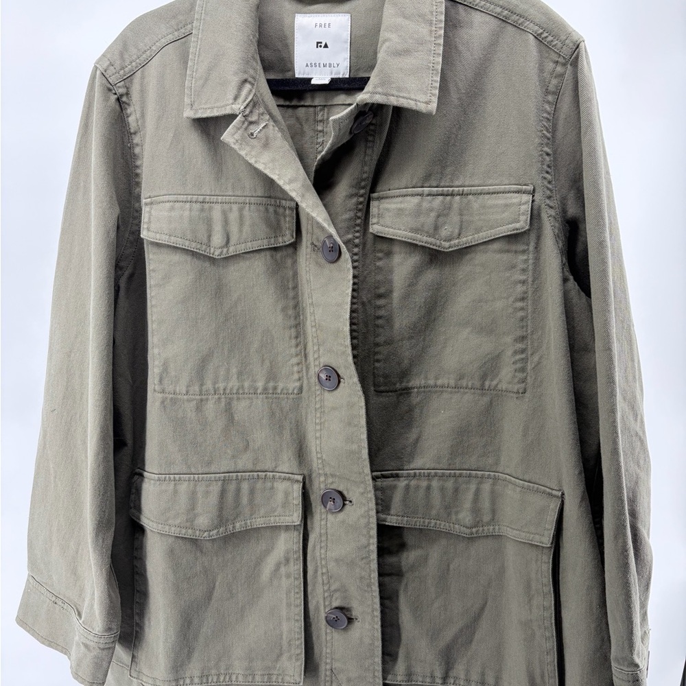Free Assembly Women's Modern Utility Jacket Size XXL Cotton Olive Green‎